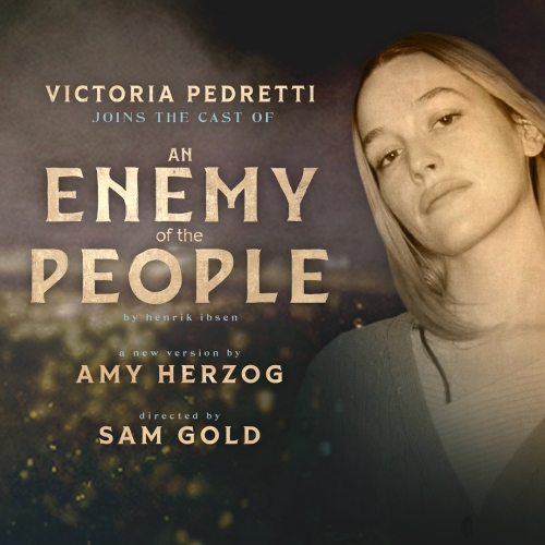 "Victoria Pedretti makes her Broadway debut as Petra Stockmann, alongside Jeremy Strong and @realmichaelimperioli, in An Enemy of the People. 2.27.24".

